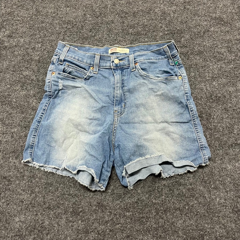 Signature Levi Strauss Shorts Womens 28 Light Wash Heritage High Rise Denim